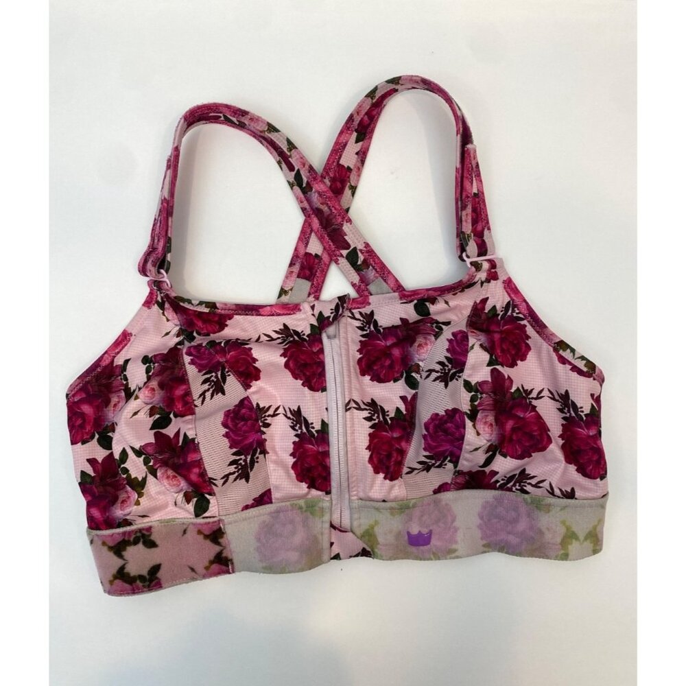 SHEFIT Pink Floral Front-Zip Sports Bra
